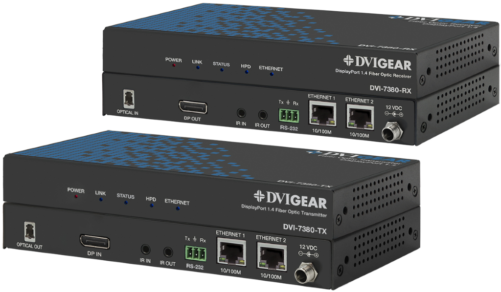 DVI Gear Glasfaserset DisplayPort1.4 UHD, 4K/ LAN/ RS232/ IR MM/ SM 1 Faser LC DVI-7380